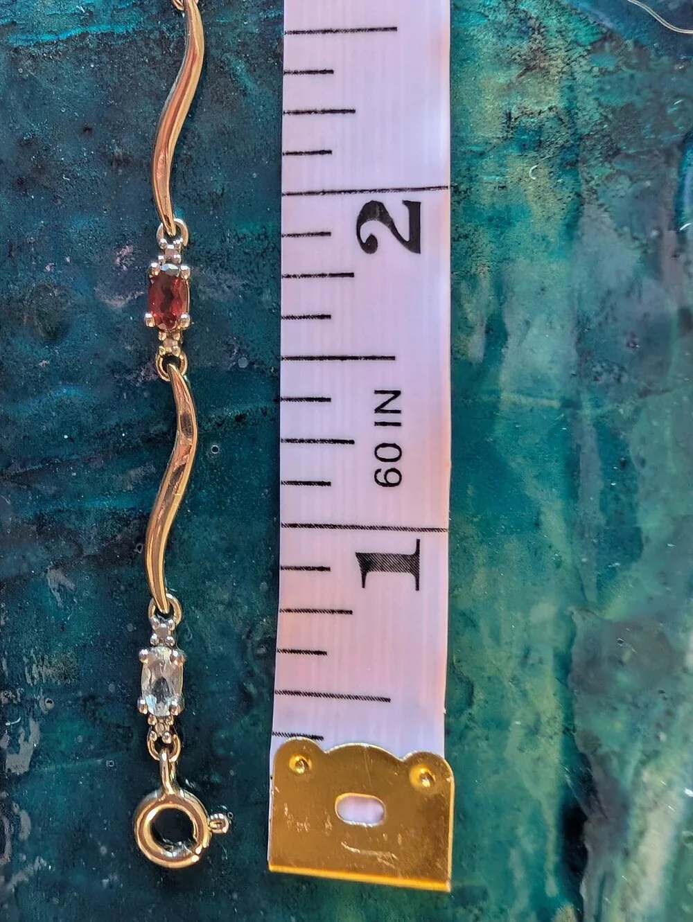 Delicate Multi-Gemstone Gold Plated Sterling Silver Bracelet Topaz Garnet 7.5